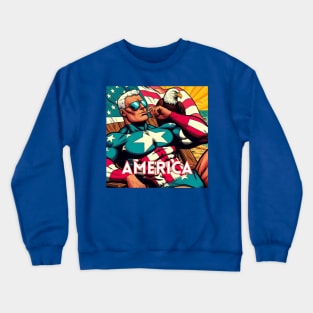 America Superhero Beach Eagle Patriotic Crewneck Sweatshirt